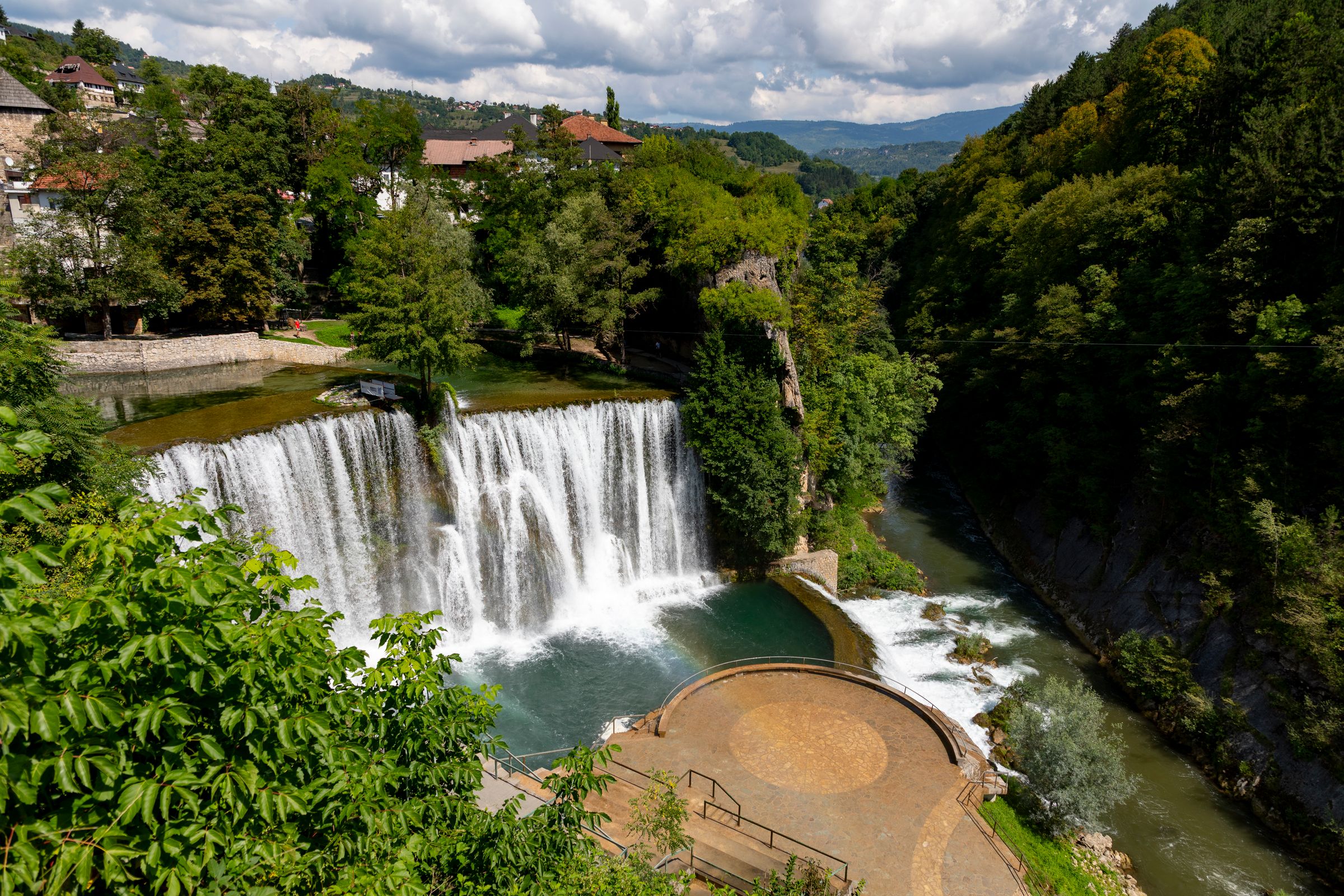 Jajce old town and waterfall